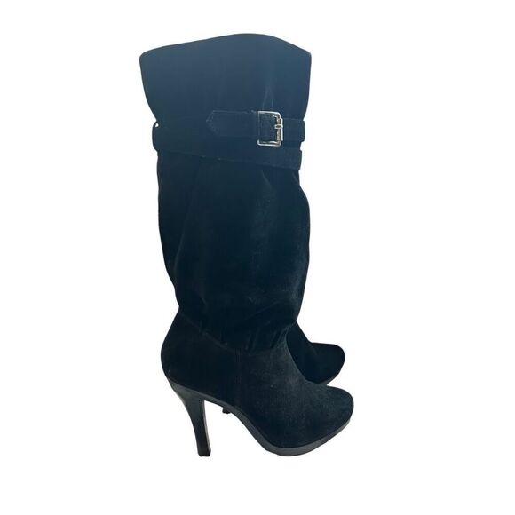 Michael Kors Kincaid Slouch boots leather suede 5.5 platform high heels black EU - Picture 1 of 9